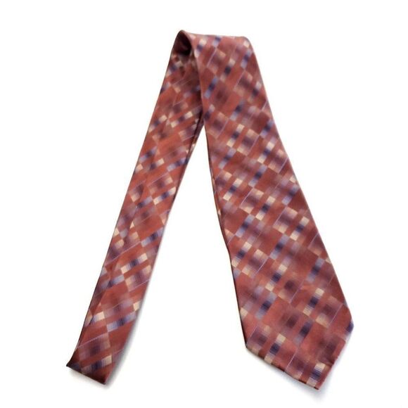 Van Heusen Brown Abstract Striped Silk Tie - Picture 6 of 6